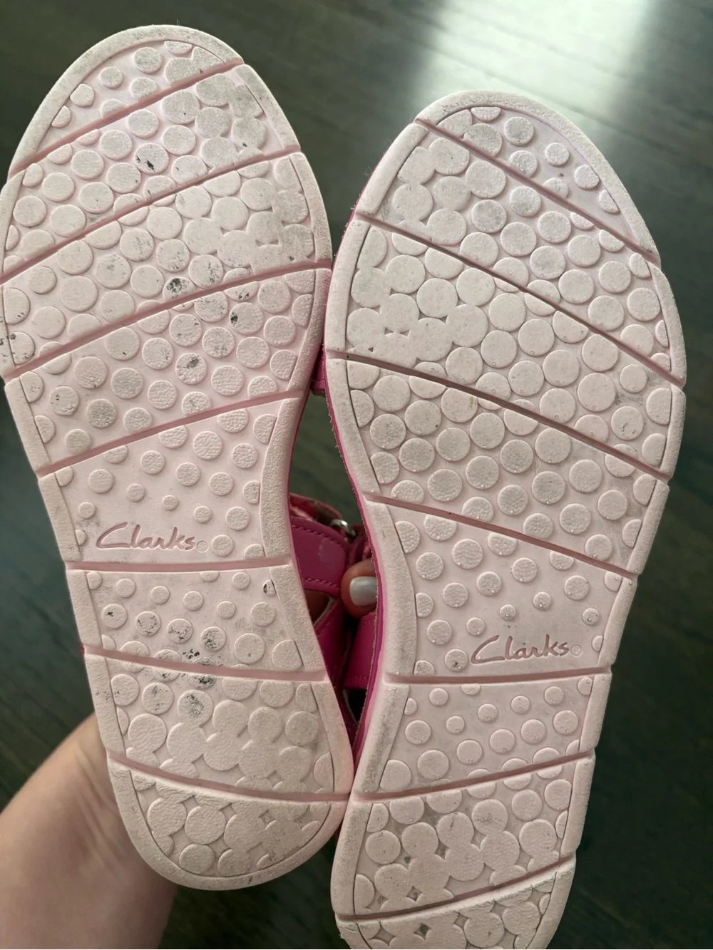CLARKS Girls' Pink Sandals - Kids' Summer Shoes Genuine Leather Size 1